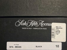MEN'S SAKS FIFTH AVENUE BLACK LEATHER WOVEN FLIP FLOPS SZ. US 10 (BNIB) RET.$150 picture