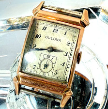 Vintage BULOVA Tank Mechanical 1940S Seconds Subdial 14k GF 17 JEWELS Watch Runs picture