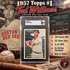1957 Topps #1 Ted Williams SGC 5 EX Boston Red Sox HOF Vintage Baseball picture