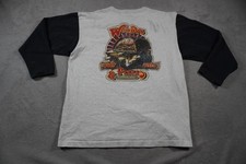 Vintage Woody's Pizza Shirt Mens Large Gray Cotton Deluxe Henley 3/4 Sleeve picture