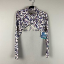 Coolibar Kaycos Shrug Cover Up Womens M Blue UPF 50+ Mock Neck Long Sleeve picture