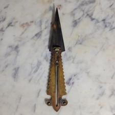 Antique 1872 D.M. Co Brass with Steel Blade Button Hole Gauge & Cutter picture
