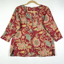 Anokhi Top Womens Small Floral Popover Blouse Bohemian Botanical Lightweight picture