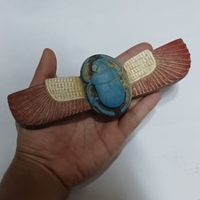 Ancient Egyptia Style Winged Scarab Statue Handmade Stone Unique Egypt Decor Art picture