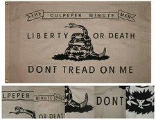 3x5 Embroidered Don't Tread On Me White Culpeper 100% Cotton Flag 3'x5' 2 Clips picture