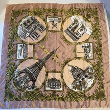 Vintage Paris France Scarf Landmarks & Eiffel Tower Souvenir 30” Beautiful picture
