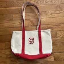 Vintage Ll Bean Boat And Tote Red Stanford S Canvas Bag Medium picture