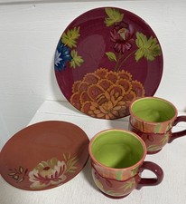 5 PC Tracy Porter Rhapsody Dinner Plate Salad Plates & Cups picture