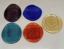 Vtg MFA Boston Pressed Glass Suncatcher Lot 5 Leaves Pinecone Ginkgo Ornament picture