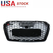 Gloss Black Front Honeycomb Mesh Grille RS4 Style for Audi A4 S4 B9 2017-2018 picture