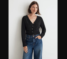 Madewell NEW NWT Women Medium Rosalind Top Lusterweave V Neck Button Front Shirt picture