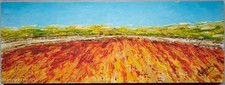 Beautiful Miniature Abstract Painting Panoramic Landscape Sunset Signed G Hoyos picture