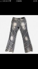Rebel Vengeance Black Spider Web Distressed Skater Grunge Denim Jeans 32x32 picture