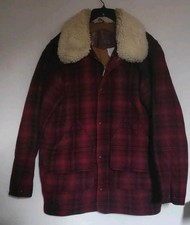 WOOLRICH Men's M Medium Red Black Wool Blend Thinsulate Lined Rancher Jacket  picture