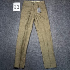 Mango MNG Linen Suit Pants Mens 30 Olive Green Slim Fit Flat Front Trousers NWT picture