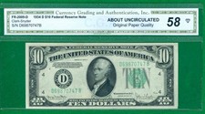 $10 1934-D 1 D/B BLOCK CLEVELAND ABOUT UNCIRCULATED. OPQ 58 2 OF 2 picture