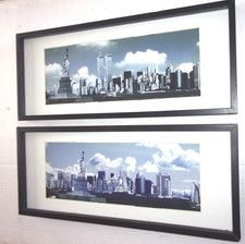 2 Large Framed Photographs of Manhattan Skyline - Before & After 9/11 picture
