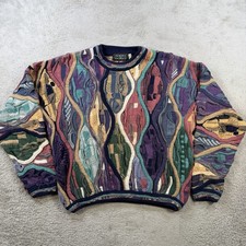 Tundra Bachrach Canada Sweater Mens Medium Multicolor 3D Knit Coogi Style Chunky picture