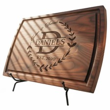Custom Wooden Cutting Board Personalized Engraved Charcuterie with Stand picture