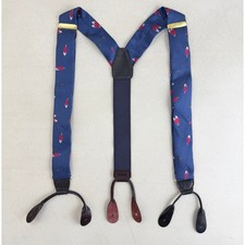 Vintage Silk Feather Print Suspenders 60s Adjustable One Size Fits Most picture
