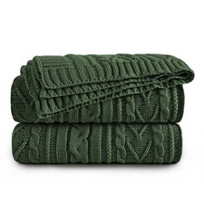 Aormenzy Green Cable Knit Throw Blanket Oversized, 60