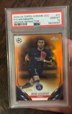 2023-24 Topps Chrome UCC Kylian Mbappe 21 ORANGE Refractor #/25 PSA 10 LOW POP picture