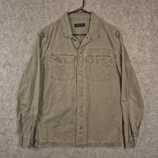 AllSaints Spotter Shirt Mens L Brown Twill Utility Military Overshirt All Saints picture