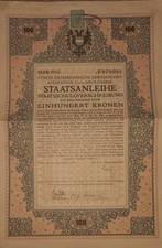 1916 Austria 100 Kronen 5th Austrian War Loan WWI Staatsanleihe Antique Bond picture