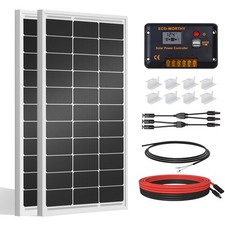 ECO-WORTHY 200 Watts 12 Volt/24 Volt Solar Panel Kit with 200W - KIT, Silver picture
