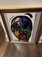 Peter Keil Abstract Colorful PORTRAIT Painting COA Modern Art 24” X 16” picture