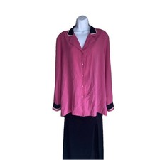 VTG Da Rue Womens 2X Plus Size Office Career Barbie Button Up Pink Soft Blouse picture