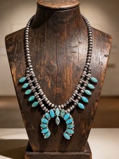 Western Turquoise Squash Blossom Necklace – Handmade Southwestern picture