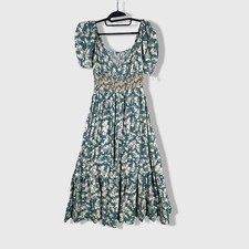 Free People Midi Dress Womens S Blue Floral Cottagecore Boho Prarie picture