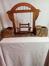 Vintage  Wooden Porch Swing Double Flower Planter Home Garden Decor picture
