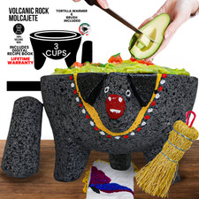 CUITAXI Pig Molcajete Mexicano Volcanic Rock Handmade | Mexican molcajete Bowl picture