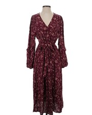 Knox Rose Faux Wrap Dress Women Medium Midi Long Sleeve Belted Pockets picture