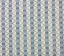 LEE JOFA MAKASSAR BLUE GEOMETRIC STRIPE EXCLUSIVE LINEN FABRIC BY YARD 54