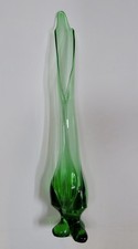 Vintage MCM Viking Glass 23” Epic 3 Toed Swung Vase Green picture