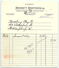 1937 Bennett Brothers Diamond Importers NY billhead picture