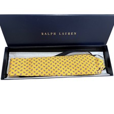 Polo Ralph Lauren Yellow Geometric Medallion Silk Tie Hand Made Italy NIB NWT picture