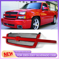 For 2003-2007 Chevrolet Silverado 1500 SS Style Victory Red Grille Black Mesh picture