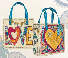 Large canvas BRIGHTON ‘LOVE STORY’ TOTE heart charms bow scarf zippered POCKET picture