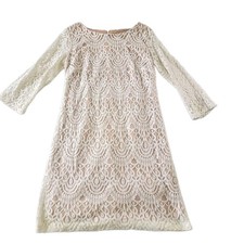 RN Studio by Ronni Nicole Women’s Sz 6 Ivory Lace Lined Sheath Dress Back Zip picture
