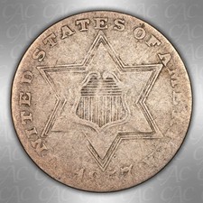 1857 Three Cent Silver CACG AG-3 CAC picture