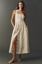 Maeve By Anthropologie 100% Linen Sleeveless Midi Dress MSRP $190 NWT SIZE L picture