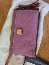 New DOONEY & BOURKE Gingy Pebble Leather Zip Clutch Wallet w/Crossbody Strap NWT picture
