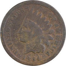 1864 Indian Cent L on Ribbon G Uncertified #214 picture