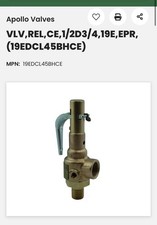 Apollo 1/2” Safety Relief Valve 19-EDCL-45BHCE 45PSI 352 Lb/hr picture
