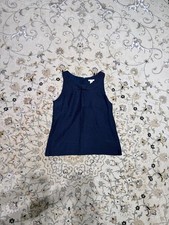 J.CREW NAVY SILK-BLEND SLEEVELESS TOP – SIZE 2 picture