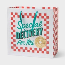 Large Square 'Special Delivery For You' Pizza Box Birthday Gift Bag picture